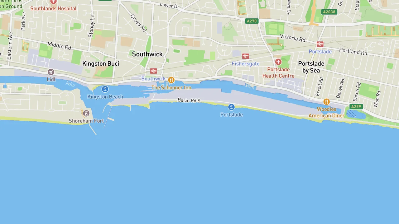 Map showing Shoreham