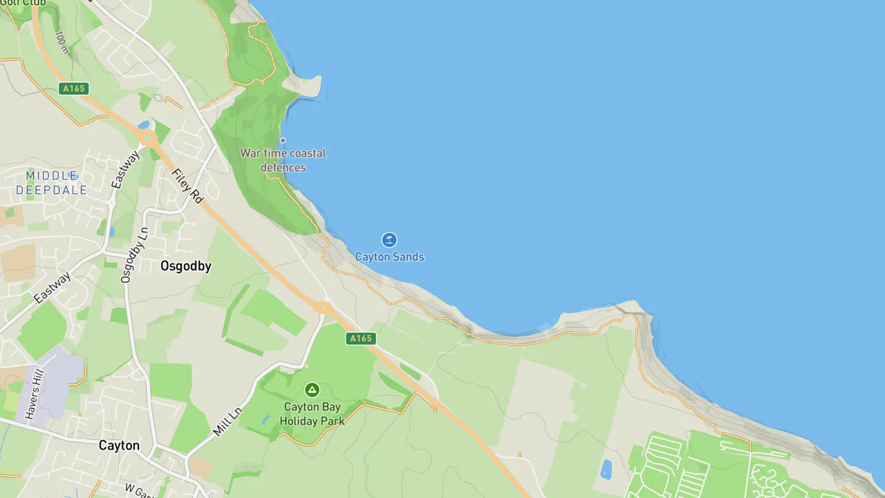 Map showing Cayton Bay - Bunkers