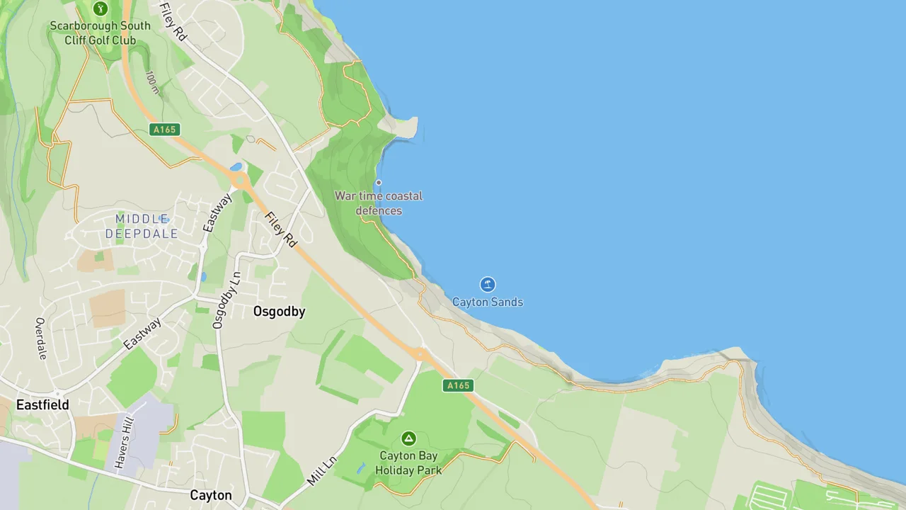 Map showing Cayton Bay - Pumphouse