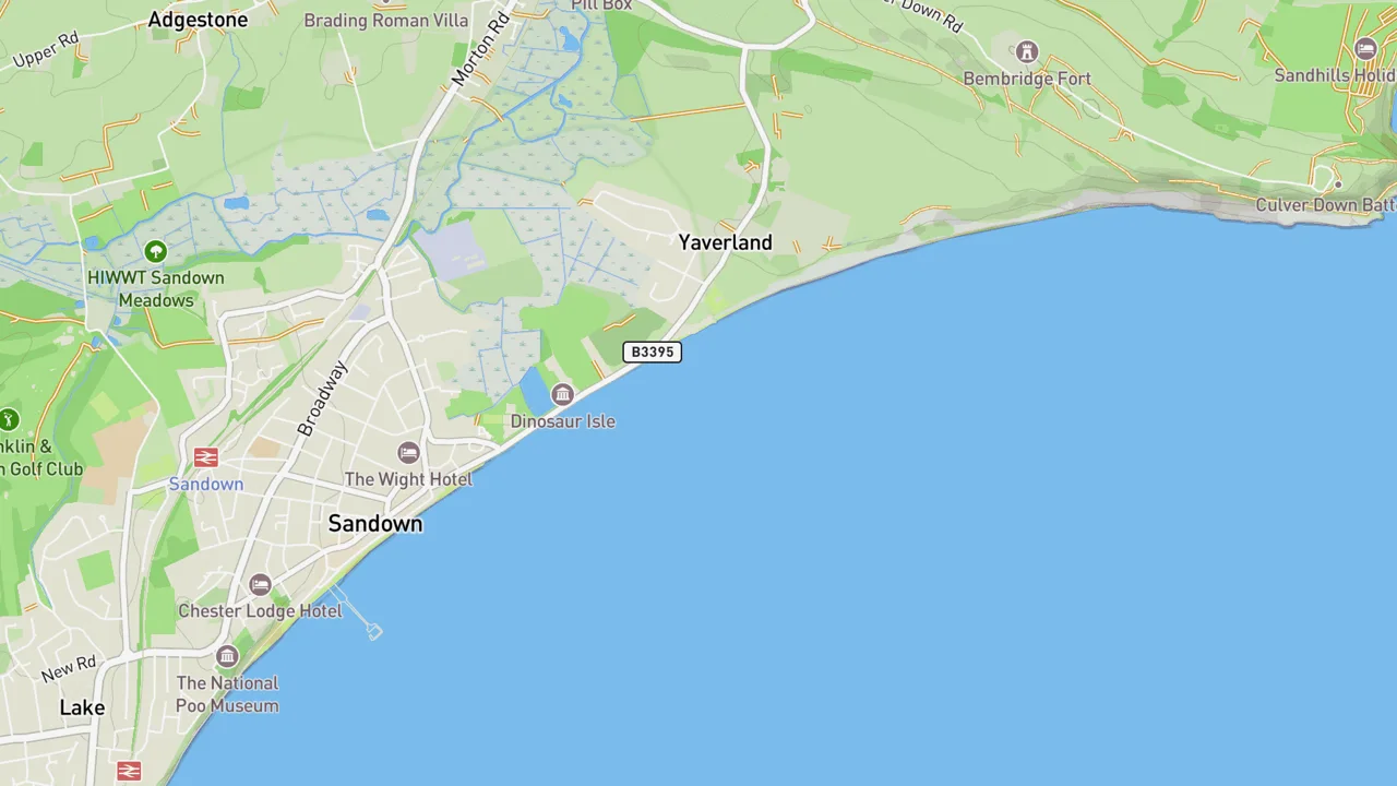 Map showing Whitecliff Bay - I.O.W