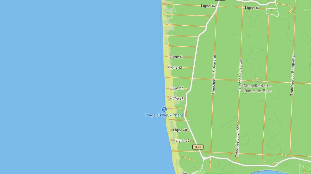 Map showing La Côte Sauvage