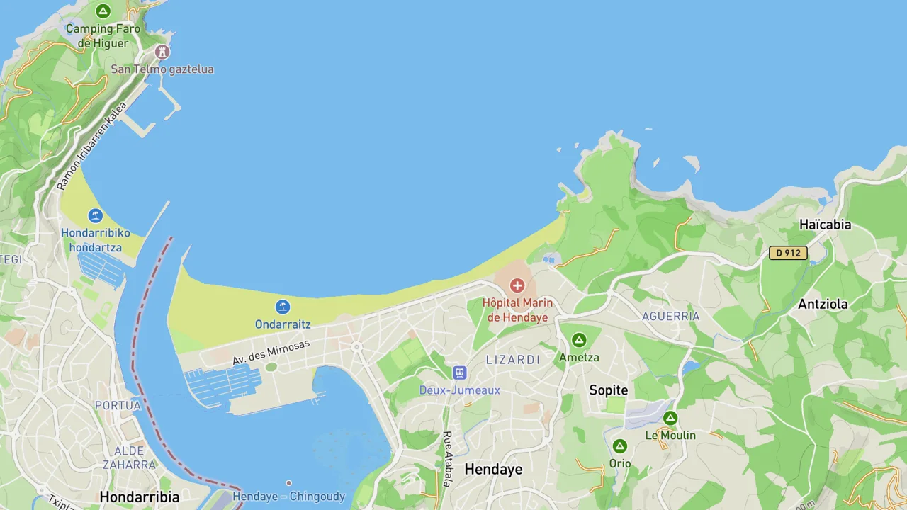 Map showing Hendaye Plage