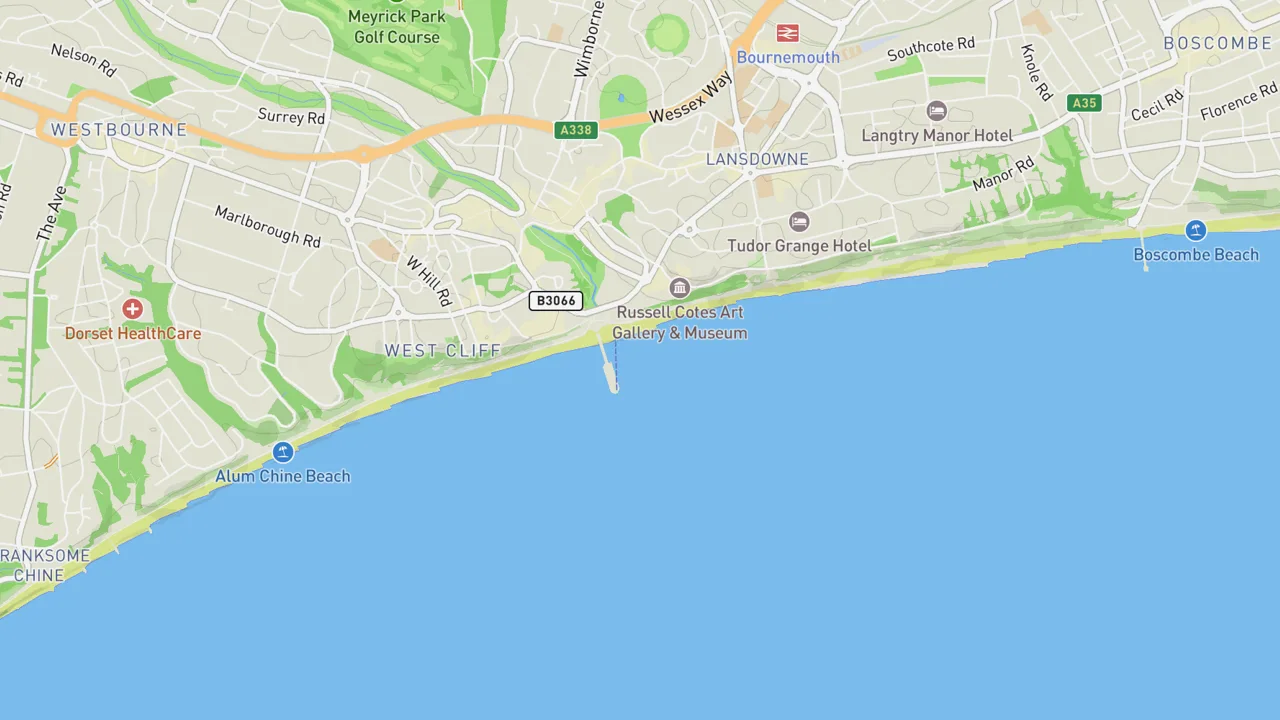 Map showing Bournemouth