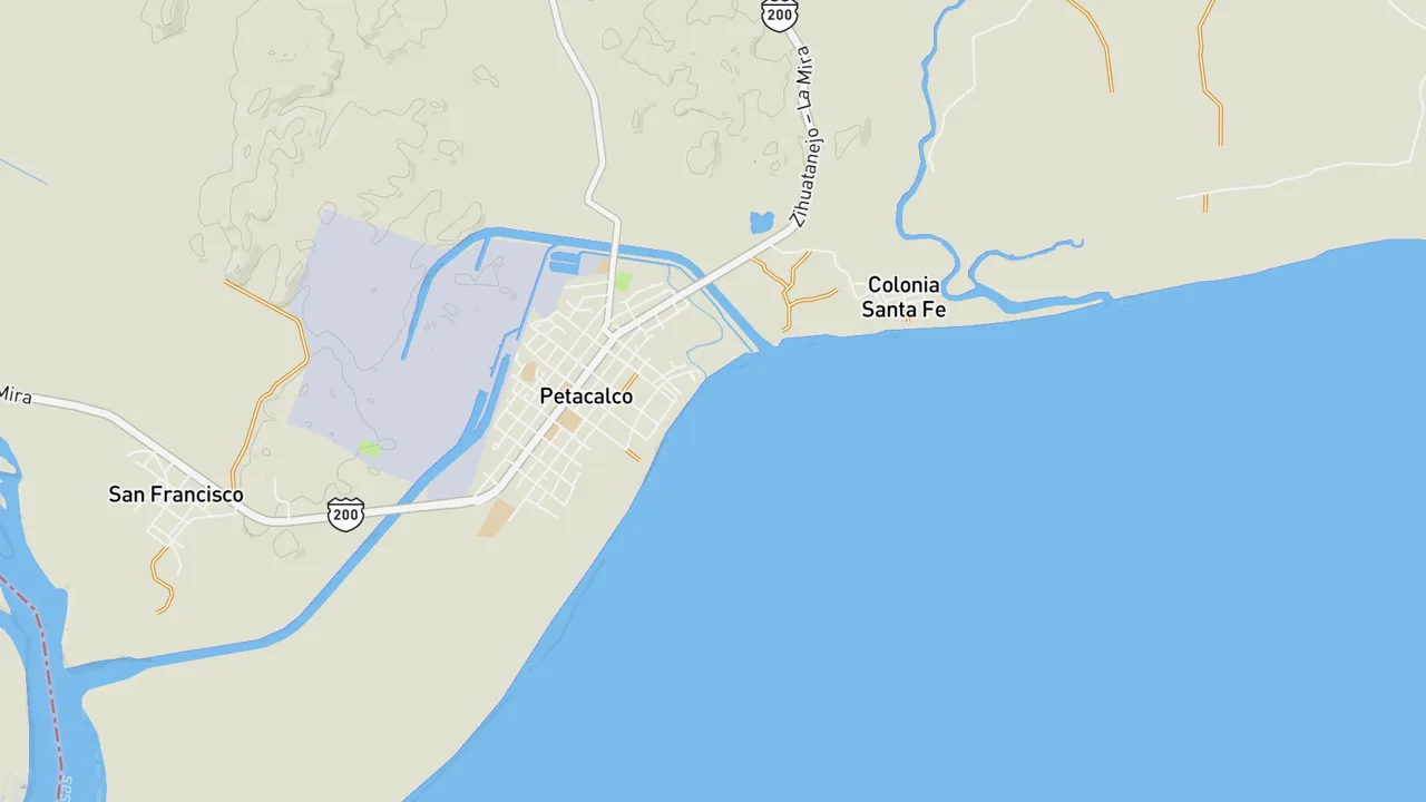 Map showing Petacalco