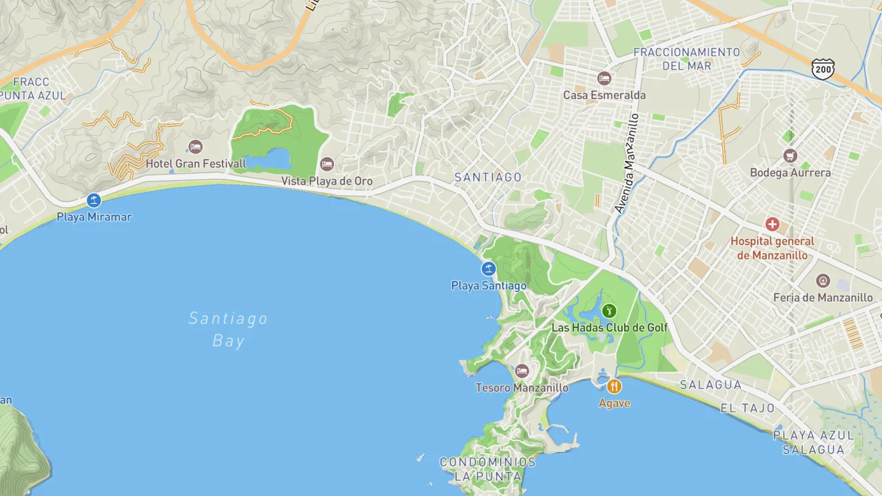 Kaart met Manzanillo - Colima