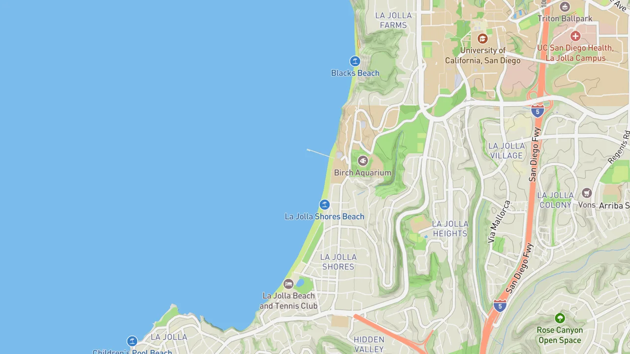 Map showing Scripps Pier/La Jolla Shores