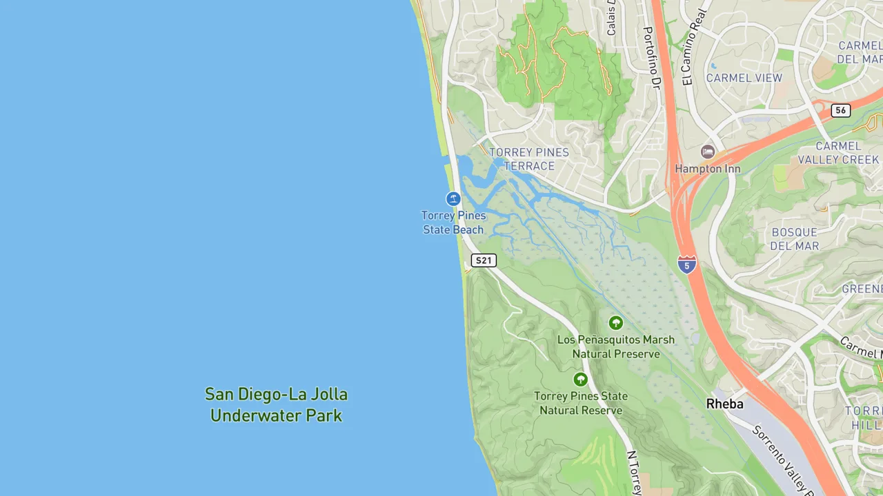 Map showing Torrey Pines State Beach