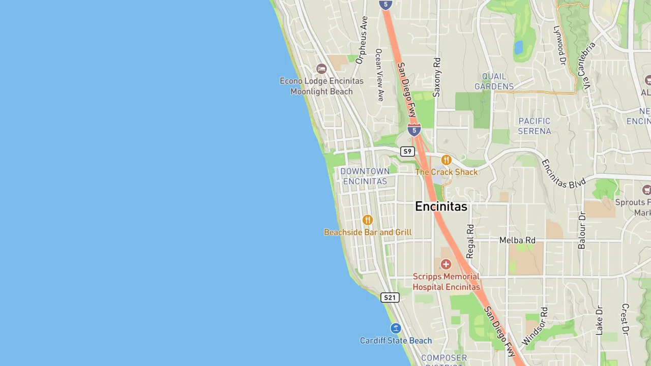 Map showing D Street