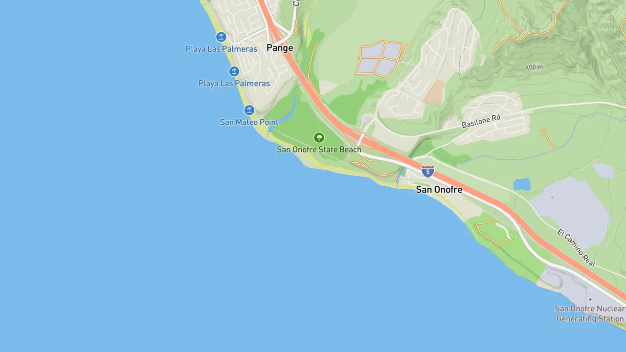 Map showing Trestles - Lowers