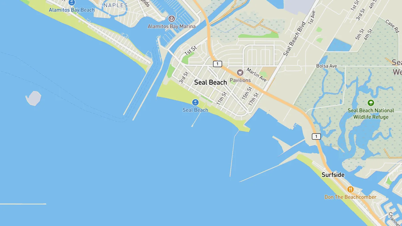 Kaart met Seal Beach Pier
