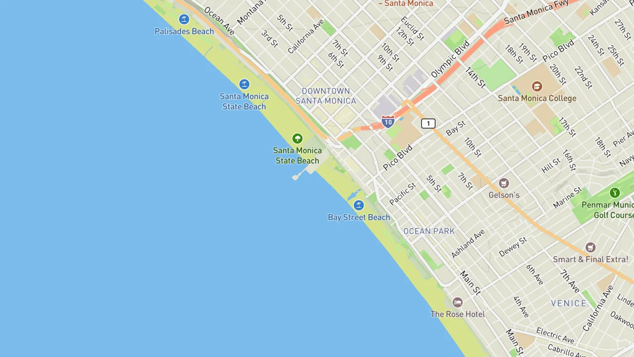 Kaart met Santa Monica Municipal Pier