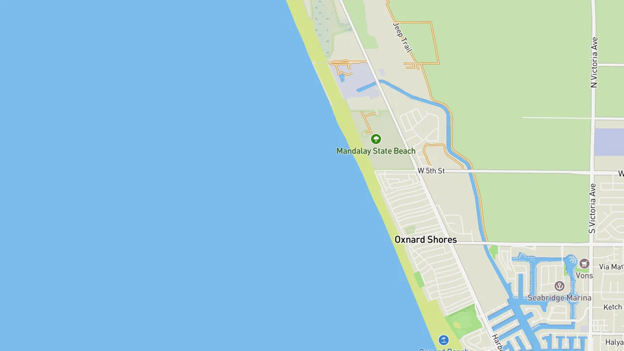 Kaart met McGrath State Beach/Mandalay County Park/Oxnard Shores