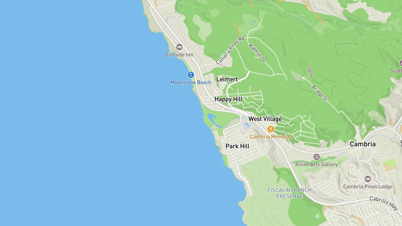 Map showing Santa Rosa Creek/Moonstone