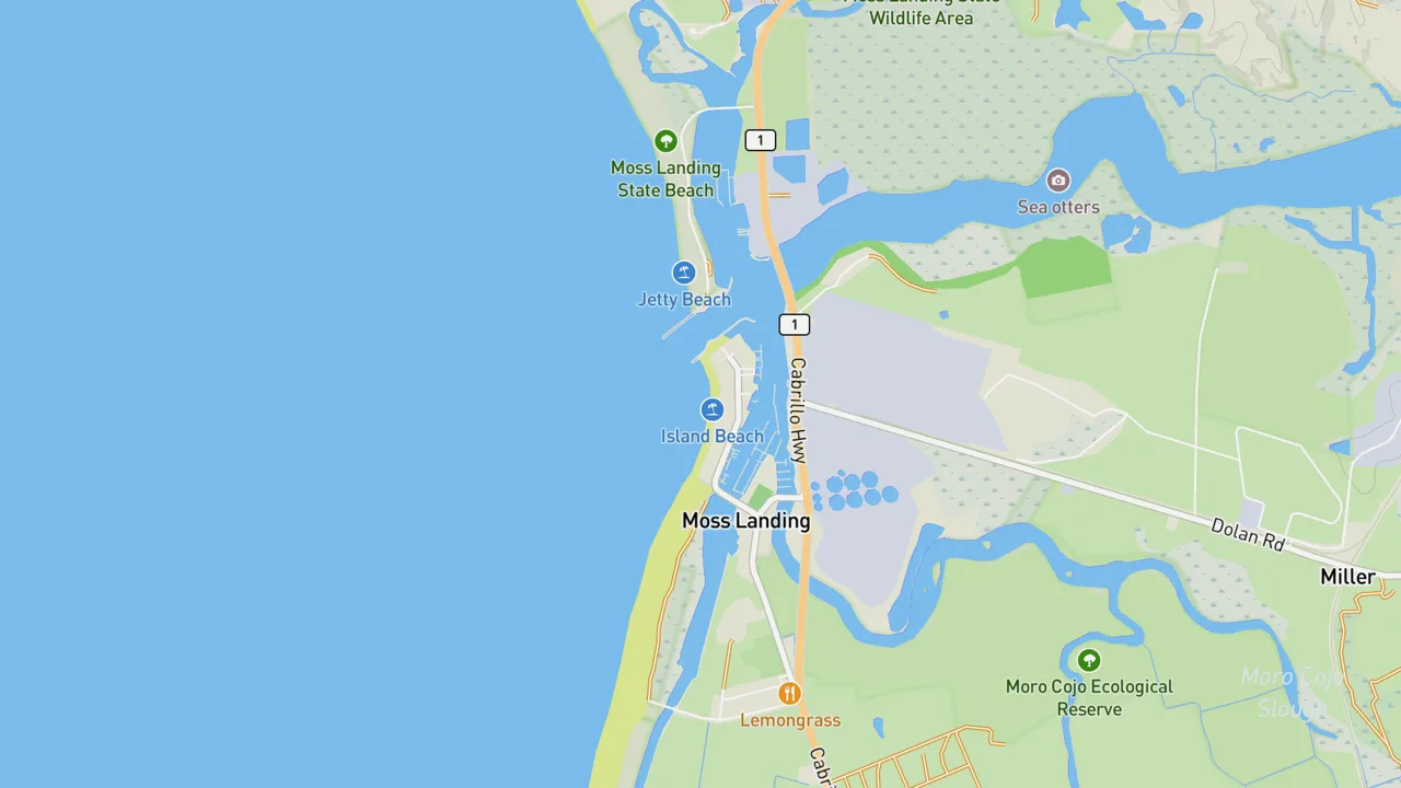Map showing Salinas State Beach