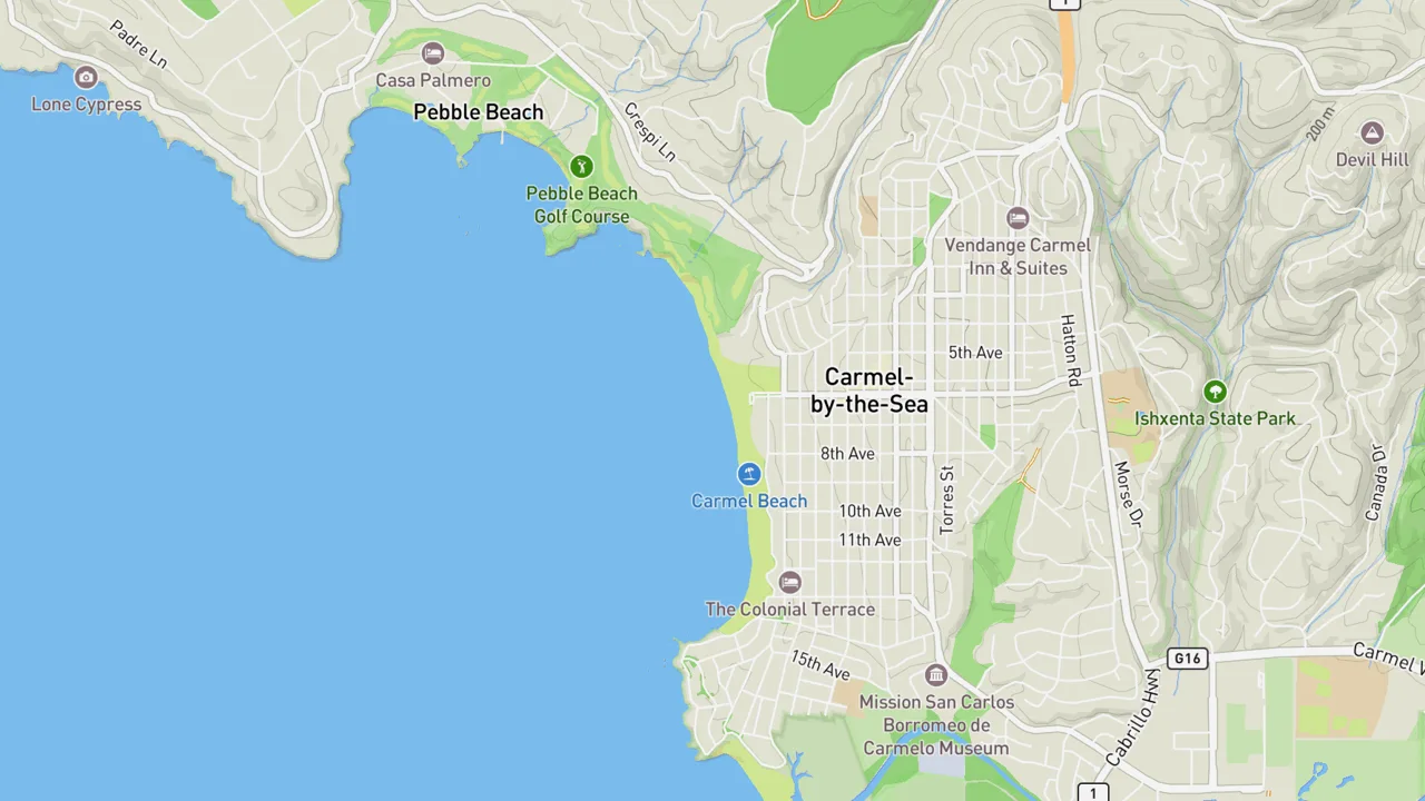 Map showing Carmel Beach