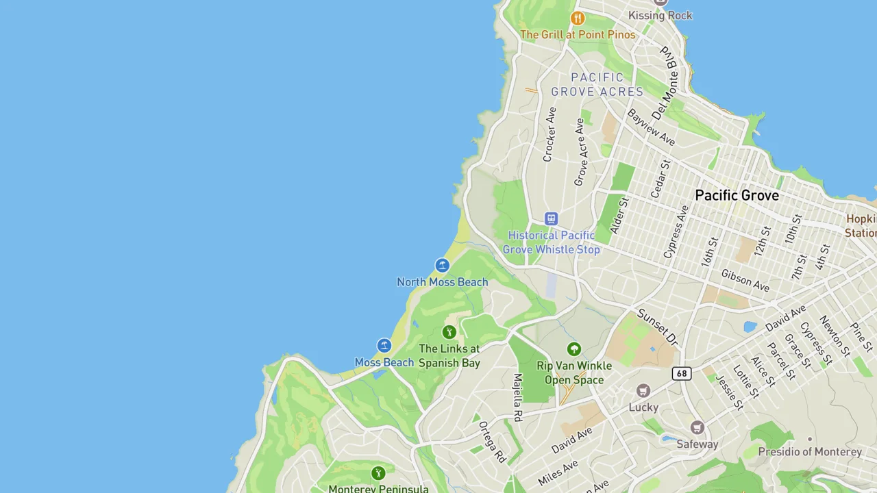 Map showing Asilomar State Beach
