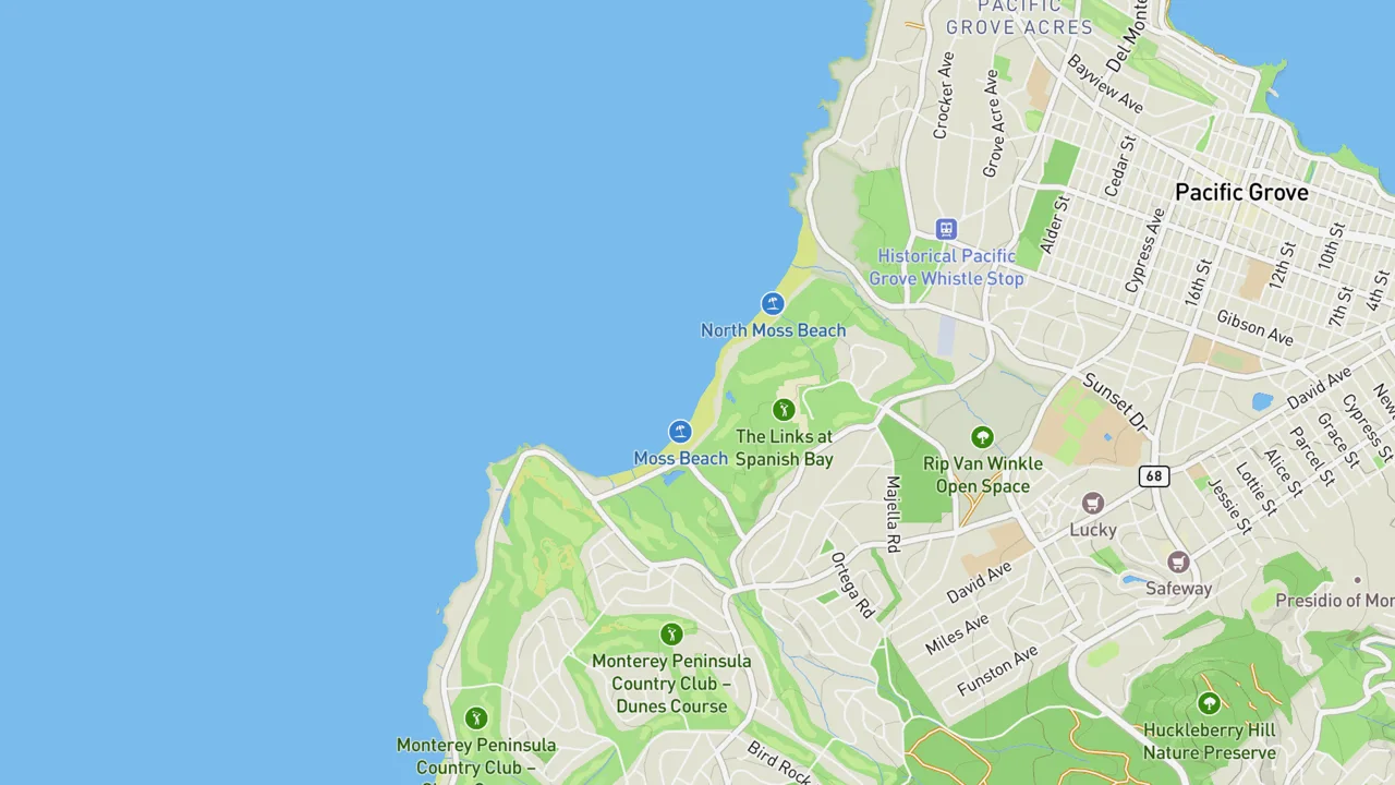 Map showing Spanish Bay