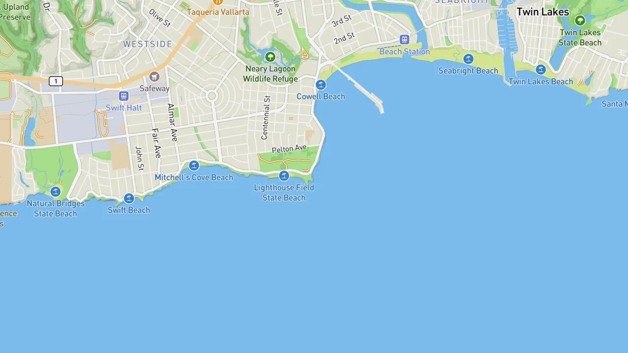 Map showing Steamer Lane – The Slot