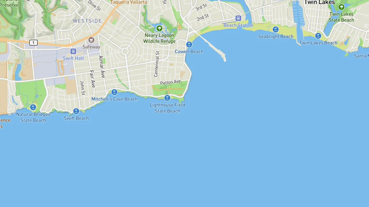 Map showing Steamer Lane – The Point