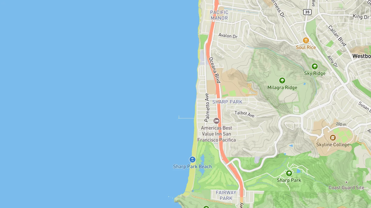 Map showing Sharp Park