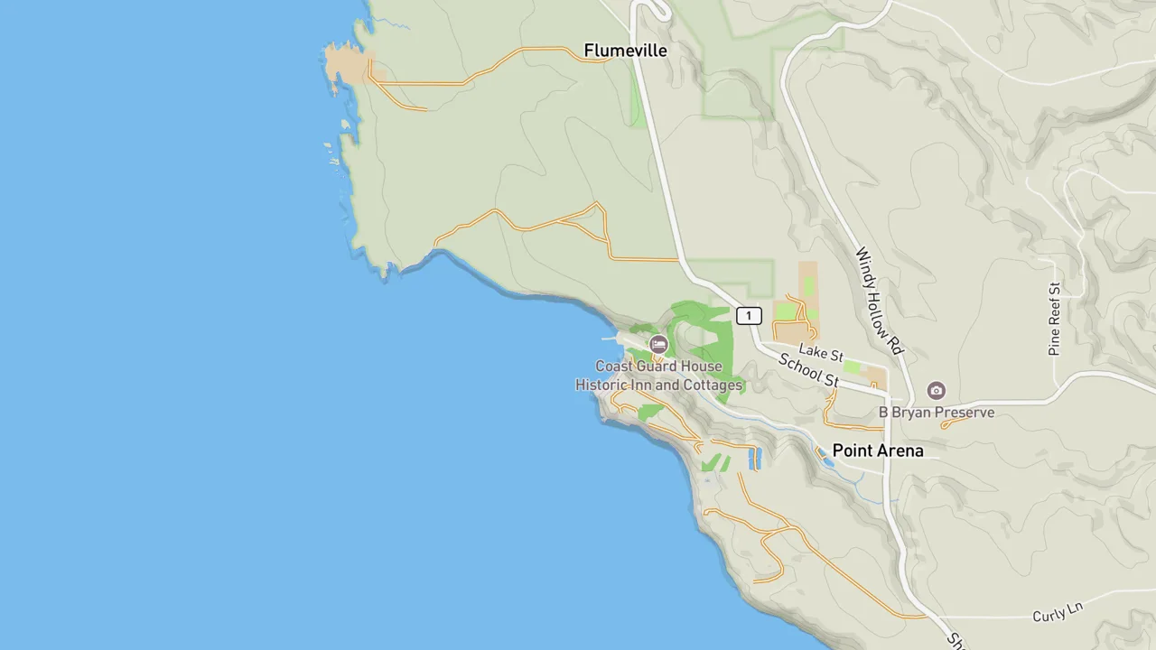 Map showing Point Arena (Arena Cove)