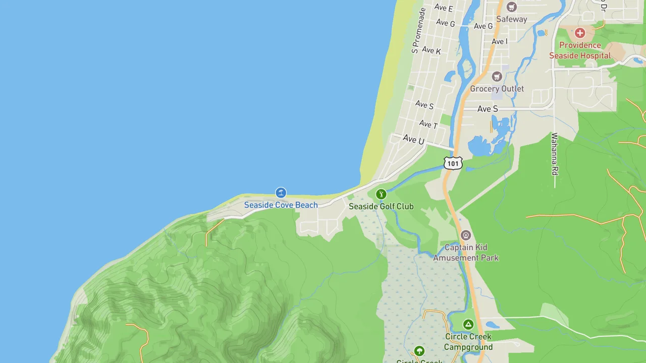 Map showing Seaside