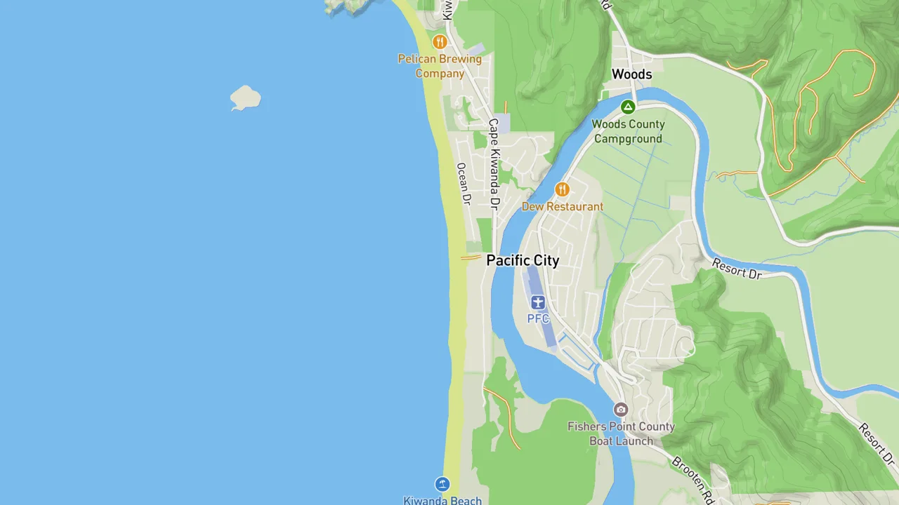 Map showing Pacific City