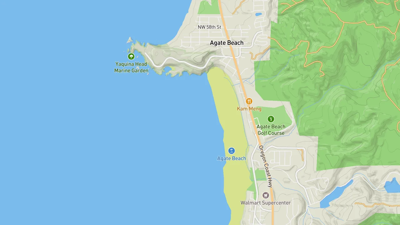 Map showing Agate Beach - Newport