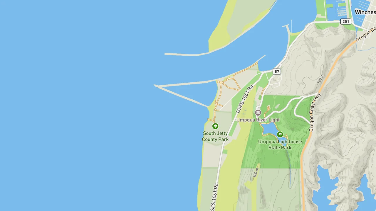 Map showing Winchester Bay/South Umpqua Jetty