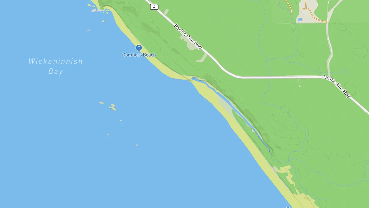 Map showing Long Beach - Vancouver Island