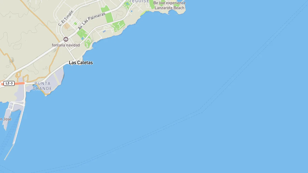 Kaart met Lanzarote - east coast