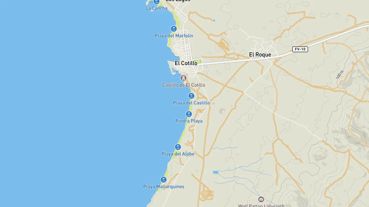 Map showing Cotillo Beach