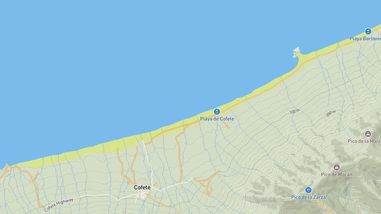 Map showing Playa de Cofete