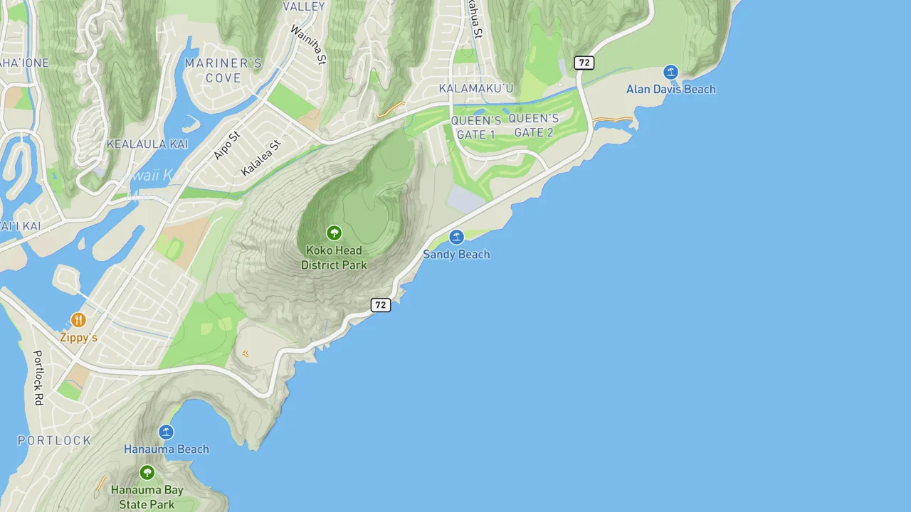 Map showing Sandy Beach