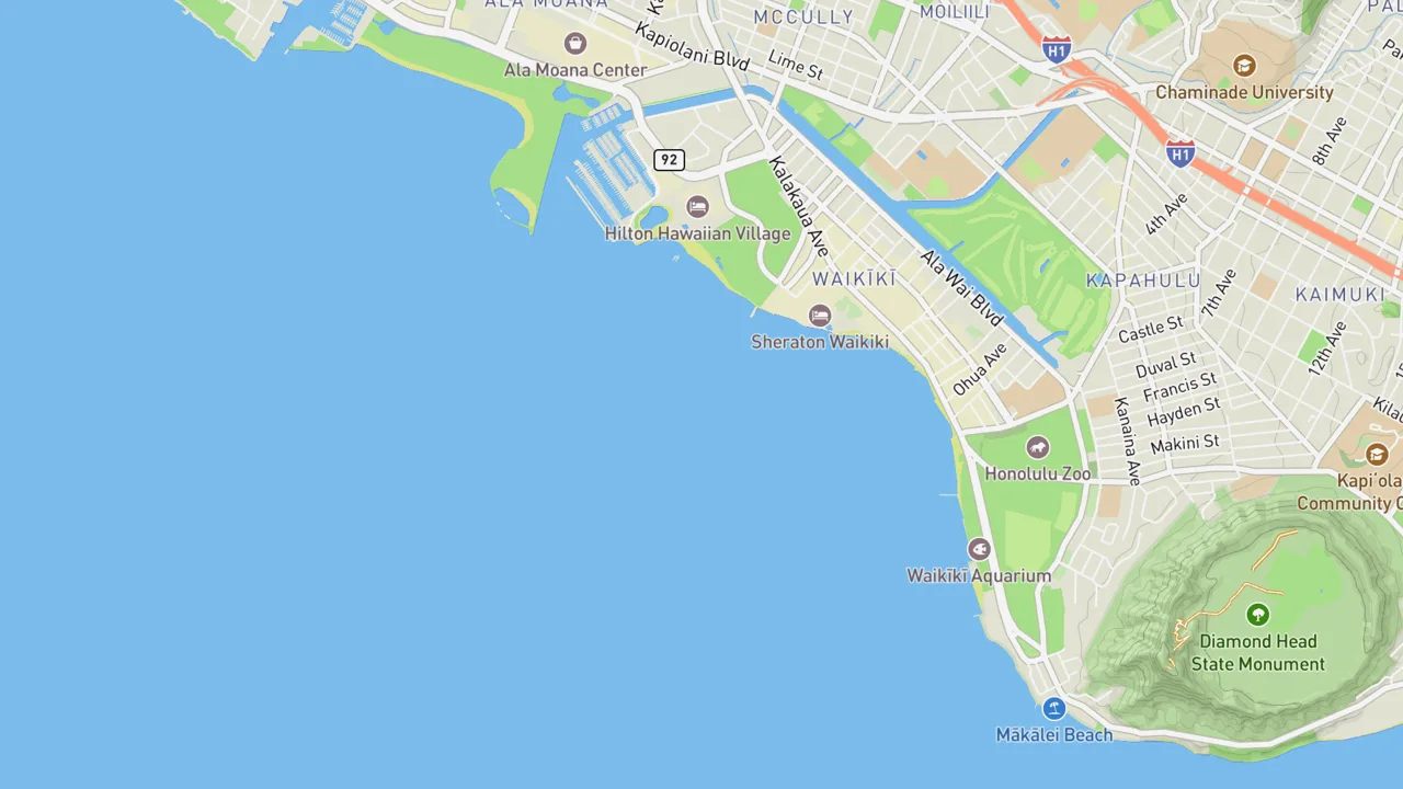 Map showing Three's and Four's