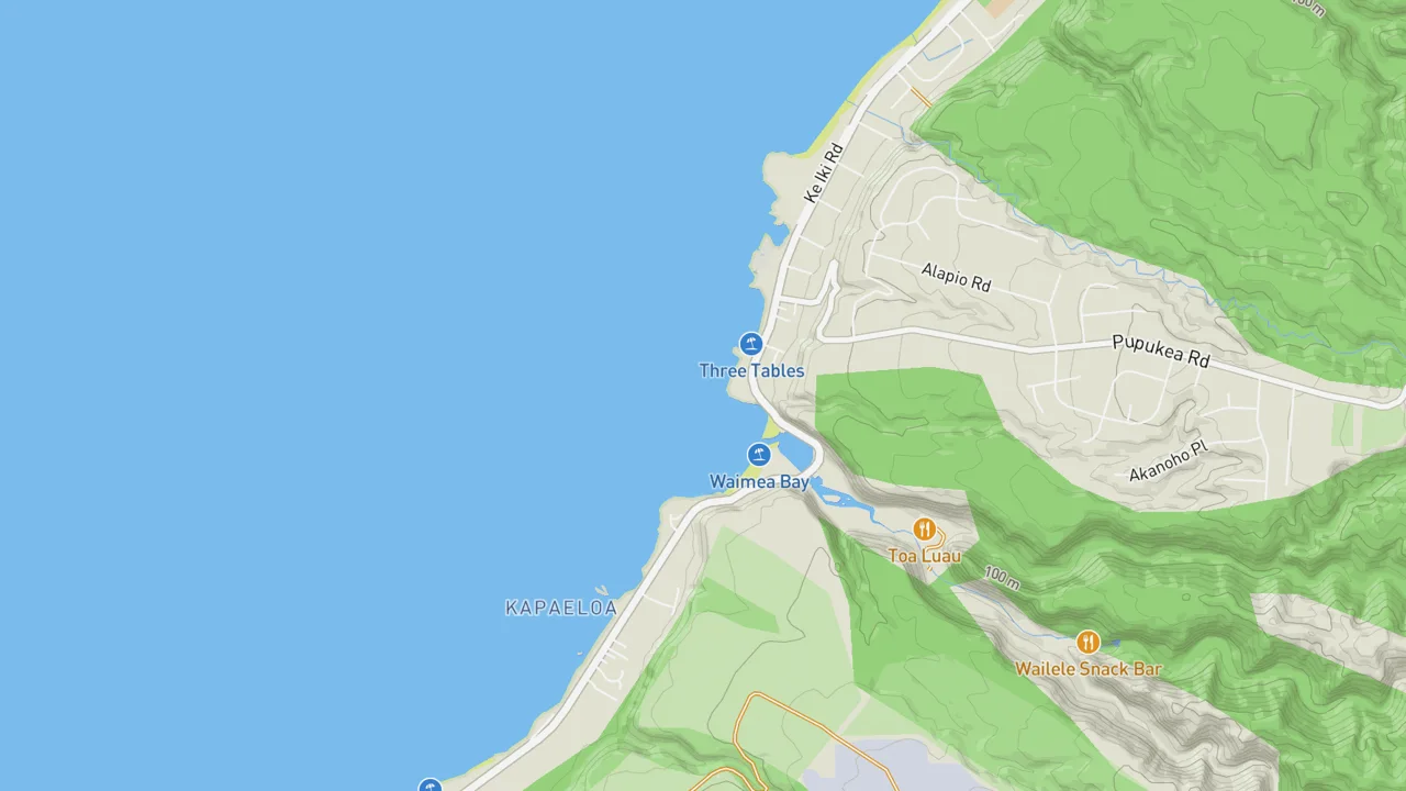 Map showing Waimea Bay
