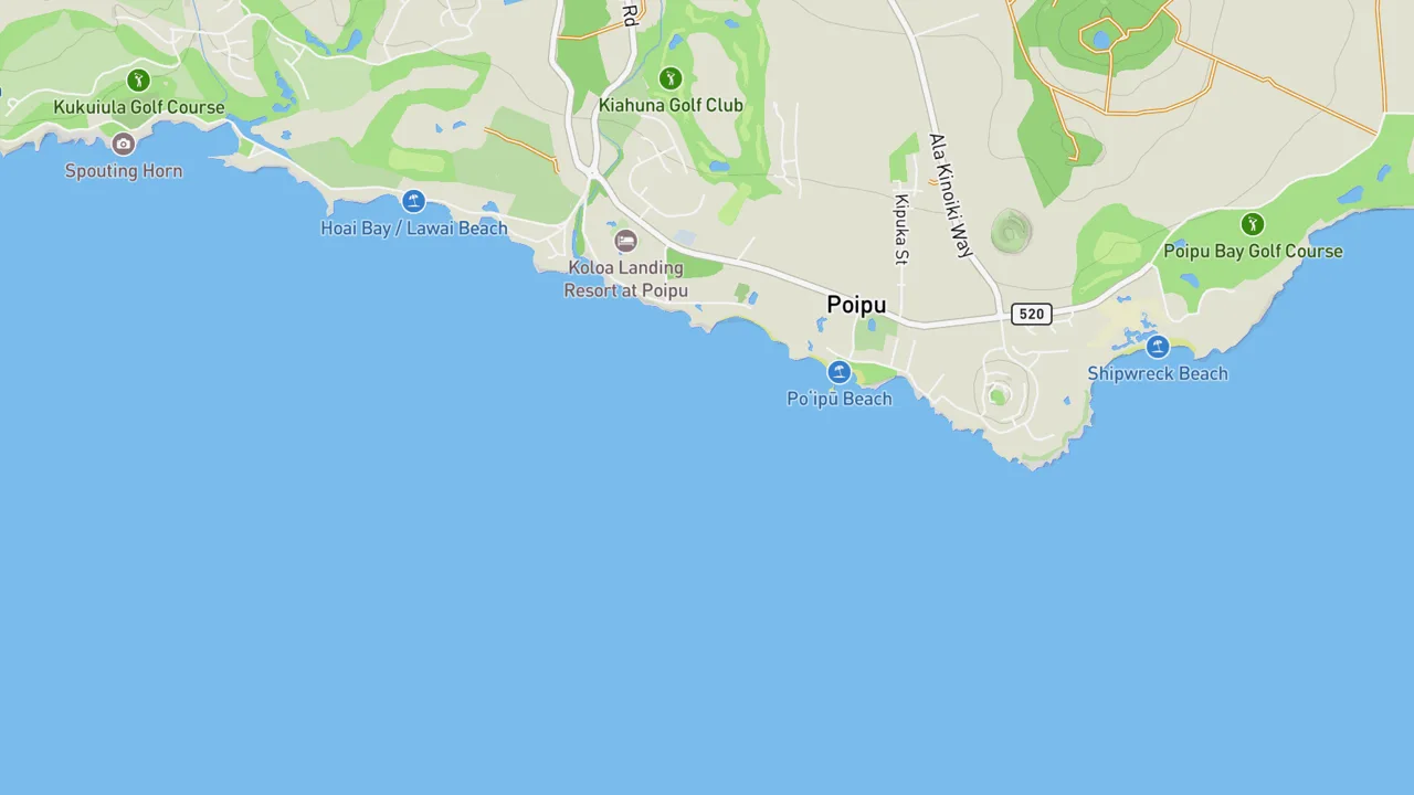 Map showing Poipu Outer Reef