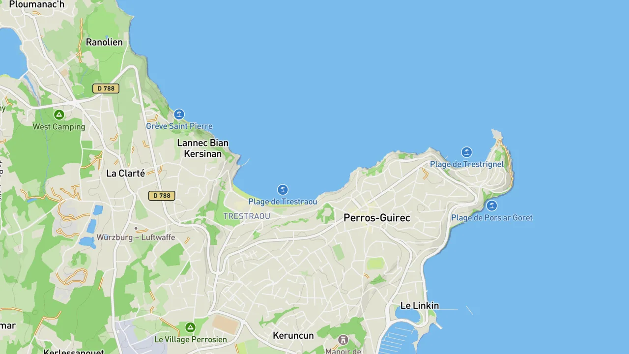 Map showing Trestraou