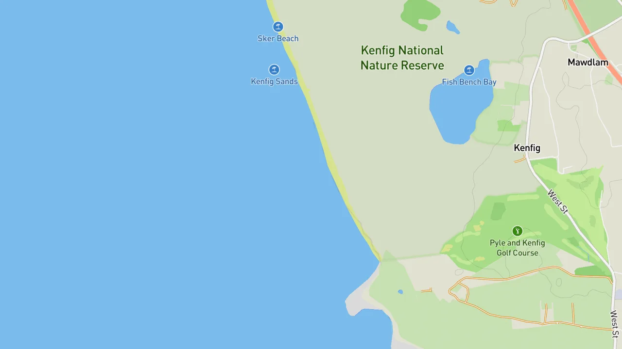 Map showing Margam / Kenfig Sands