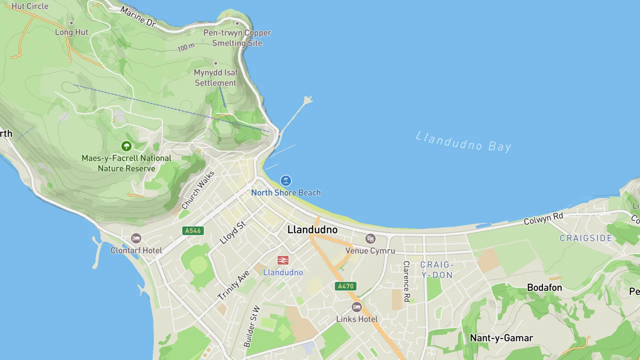 Kaart met Llandudno