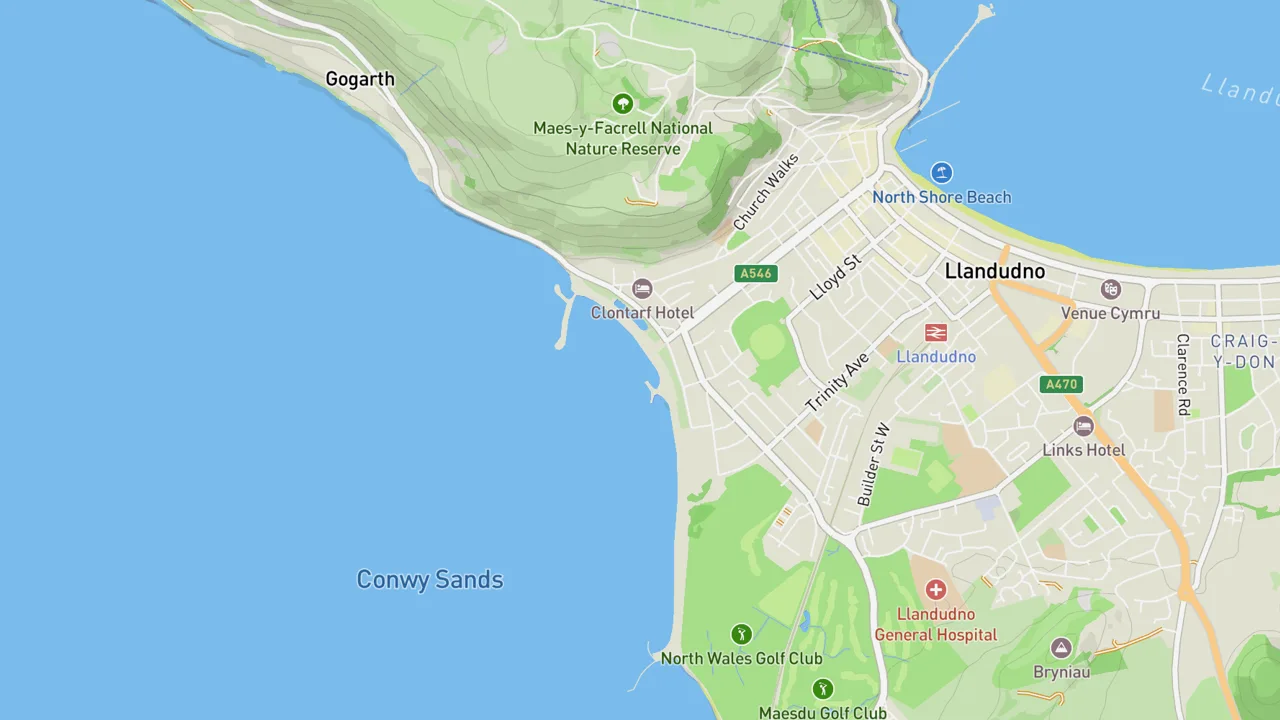 Map showing West Shore Beach