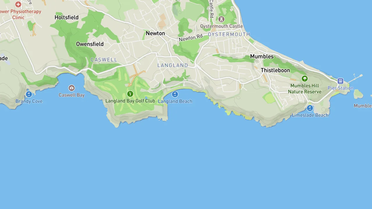 Map showing Langland Bay