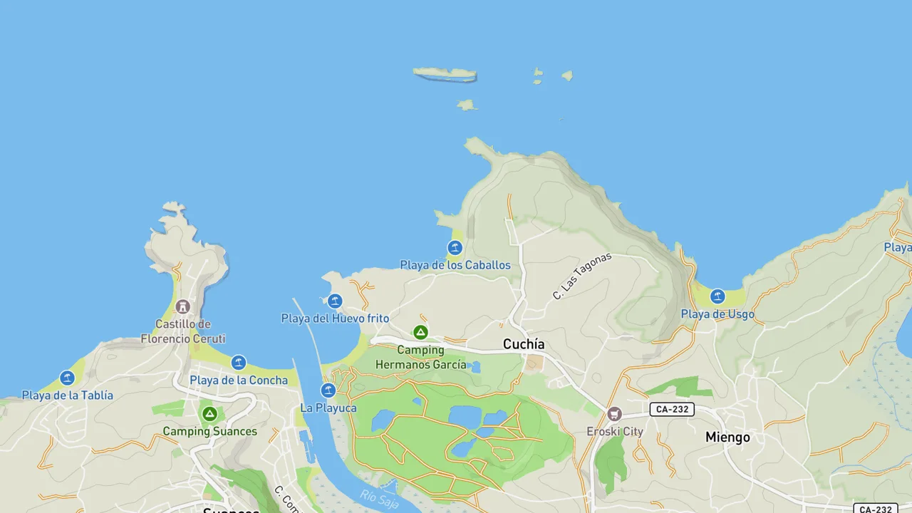 Map showing Playa de los Caballos