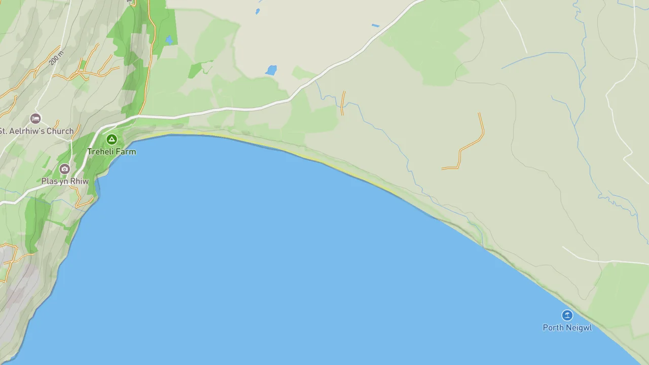 Map showing Porth Neigwl (Hells Mouth)
