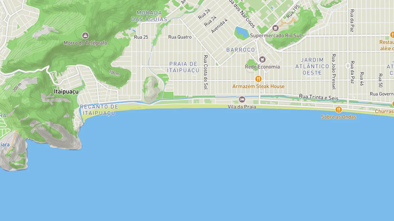 Map showing Praia da Itaipuacu