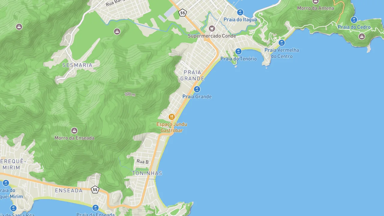 Map showing Praia Grande - Ubatuba