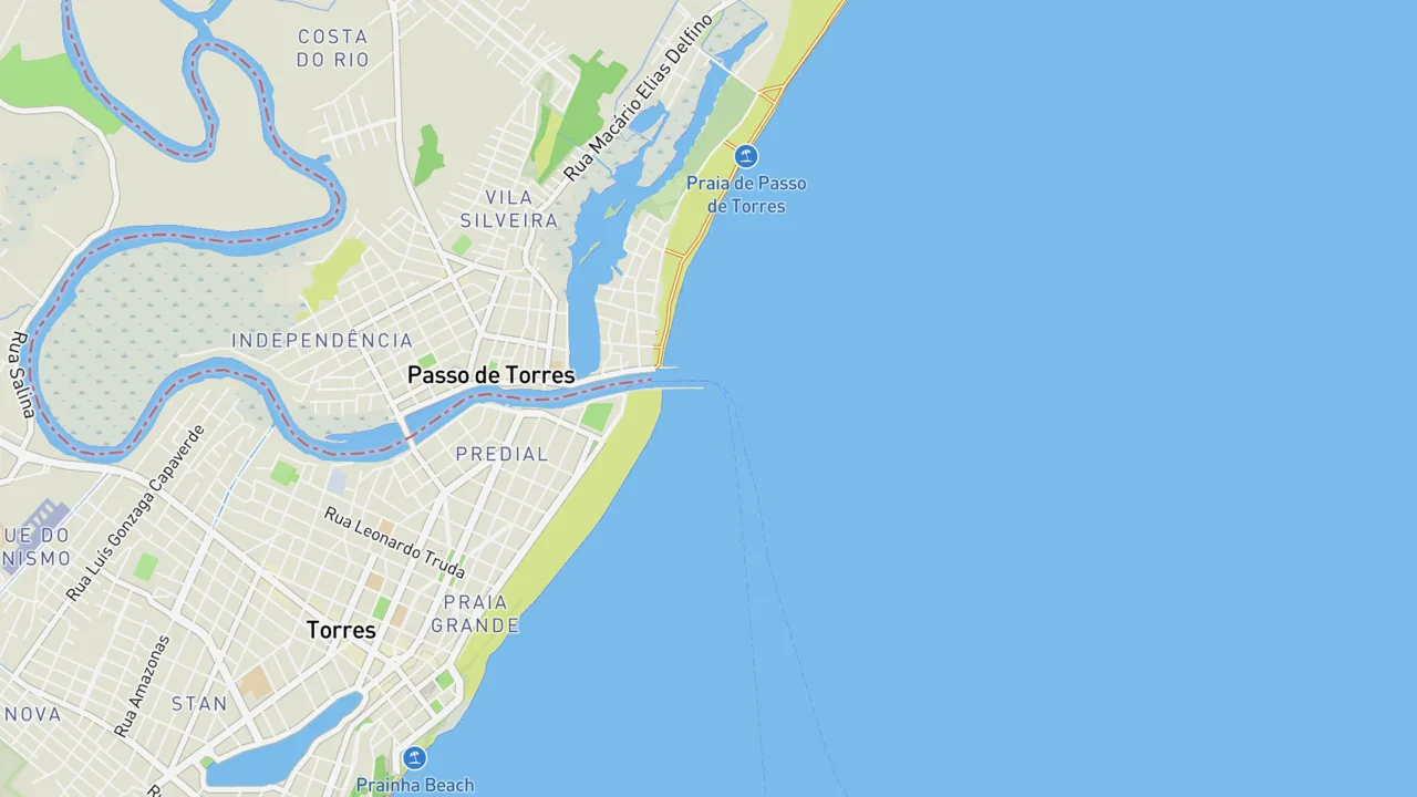 Map showing Praia dos Molhes