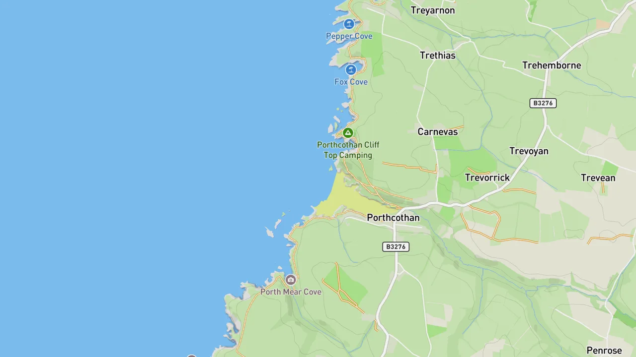 Map showing Porthcothan Bay