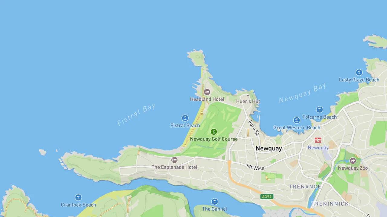 Kaart met North Fistral