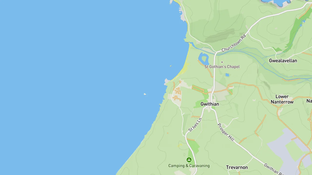 Map showing Gwithian